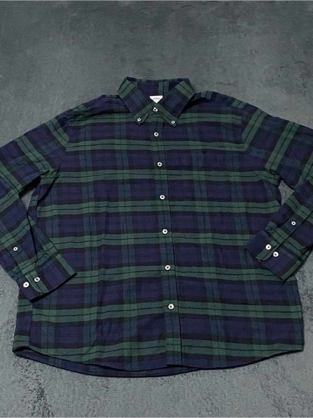 Brooks Brothers Regent Fit Flannel Shirt Mens L Green Button Down Long Sleeve